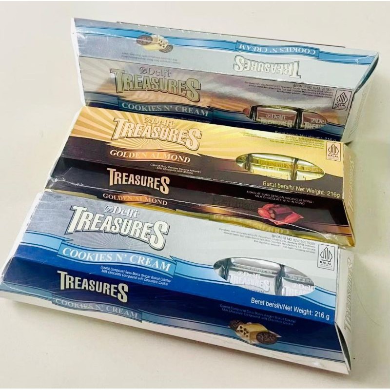 

Delfi Treasure Exclusive Limited 216gr / Kemasan Box Gift 216 Gr / Hampers / Treasure Almond / Delfi Treasure Cookies & Cream