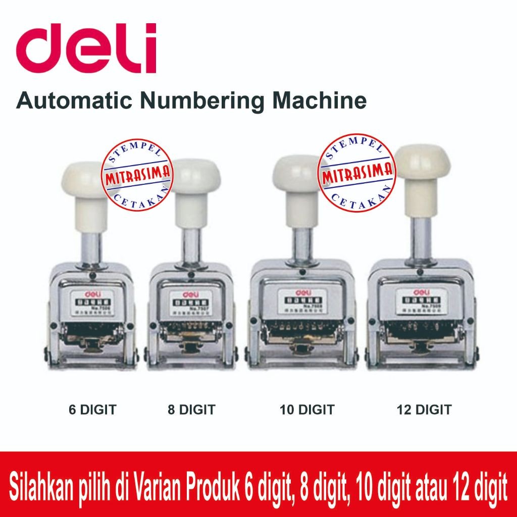 

Nomorator Otomatis 6 digit, 8 digit, 10 digit, 12 digit Merk Deli