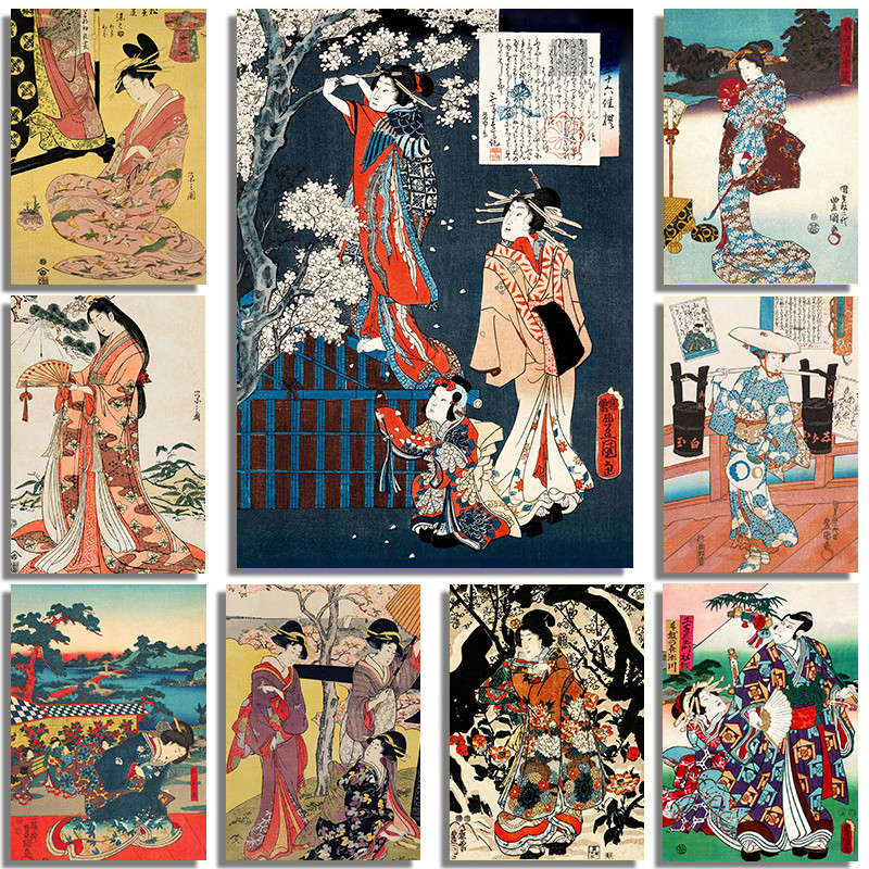 

Japanese Traditional Drama Performance Character Painting Poster Print Wall Art Pictures Canvas Printing Living Room Home Decor