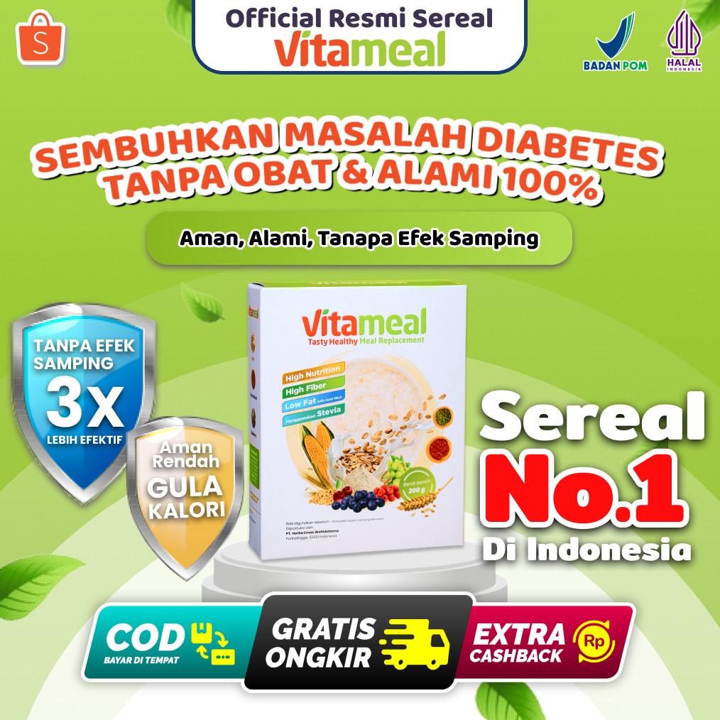 

New VITAMEAL Sereal Sehat Multigrain Sehat Pengganti Nasi Bantu Mengontrol Gula Darah Menangakal Diabetes dan Kolesterol Alami Tanpa Efek SampingPremium