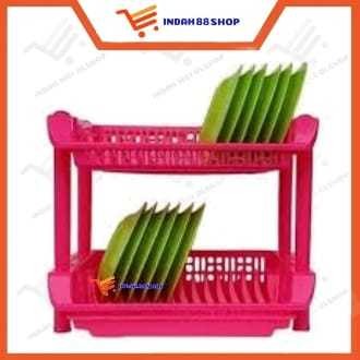 Rak Piring Plastik 2 Susun / Rak Pengering Piring Gelas 2 Susun Plastik