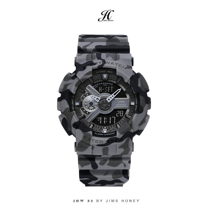 JIMS HONEY - JHW 32 - Jam Tangan Couple Pria Wanita Watches Rubber Kaca Stainless - Grey M01