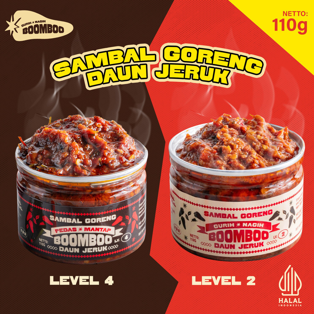 

BOOMBOO Sambal Goreng Daun Jeruk Halal - Level 2 & Level 4 - 110gr