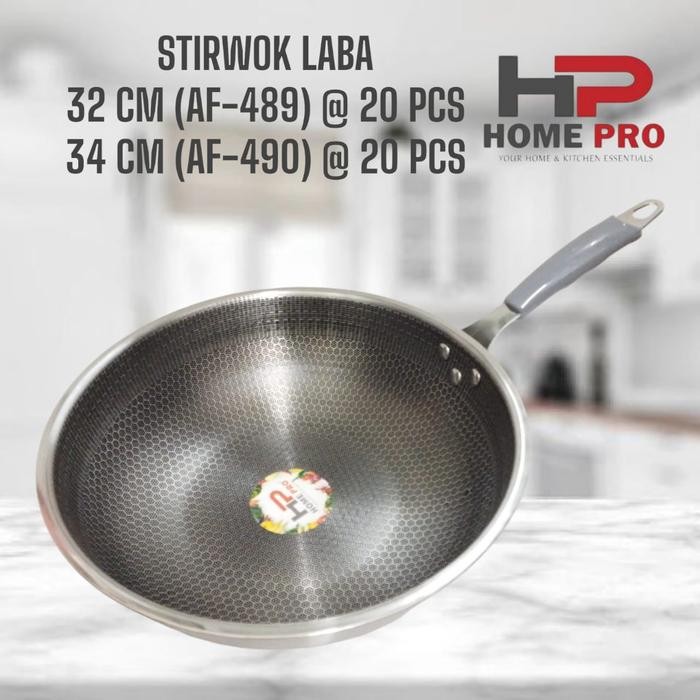 MD Home Pro Frypan Wajan Stainless Steel Honeycomb - 34 gg plastik