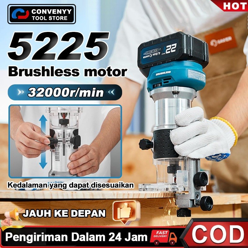 CONVENYY Mesin Profil Kayu Cordless Router kayu 800W Brushless Wood Trimmer cordless listrik trimer 