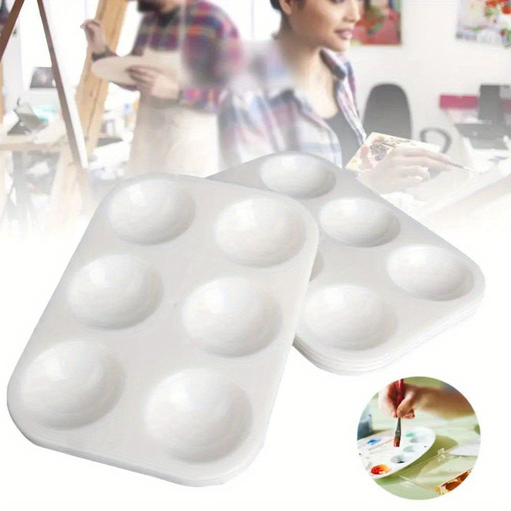 

10PCS Paint Palettes 6 Well Rectangular Watercolor Palette Painting Tray, White