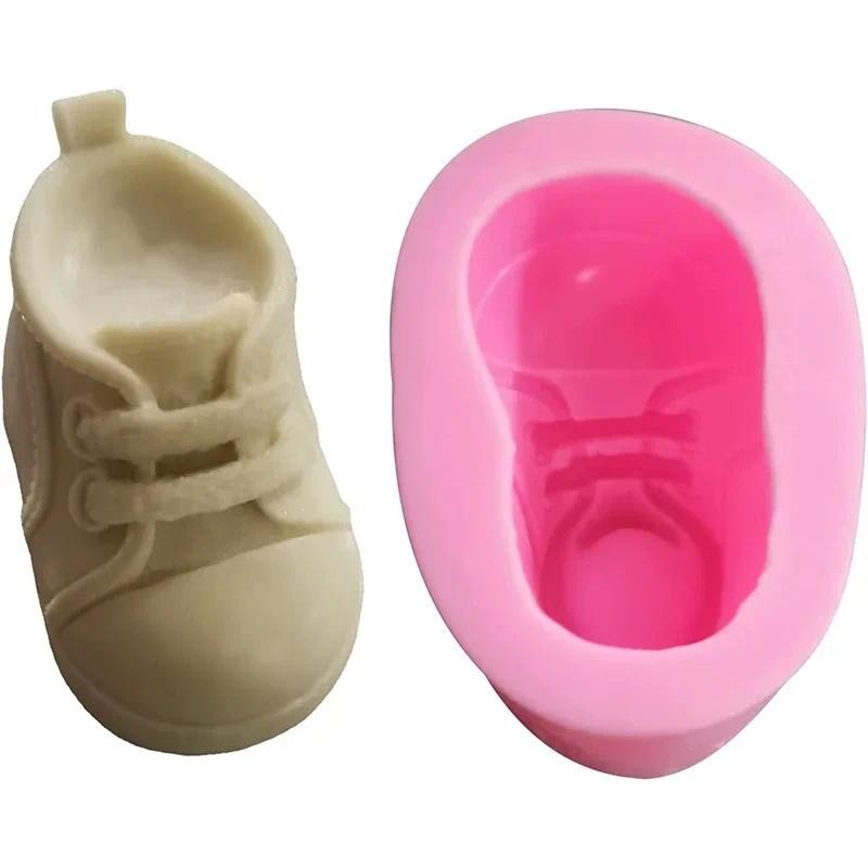 

Baby Shoes Silicone Candle Mold Handmade 3D Shoes Crafts Resin Plaster Casting Molds DIY Chocolate Cake Ice Cube Baking Tool