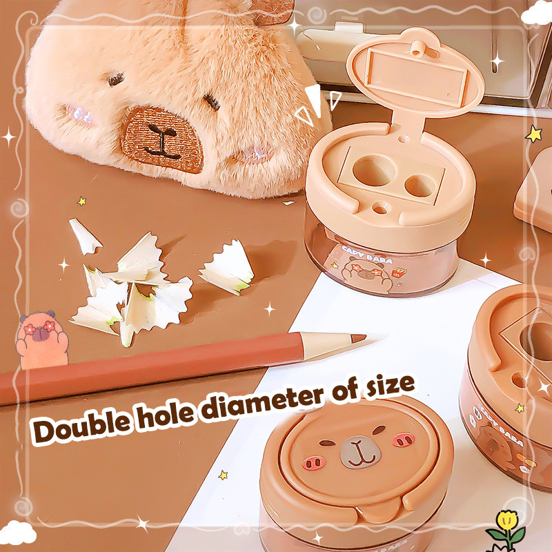 

2Pcs Cute Cartoon Capybara Double-Hole Pencil Sharpener Kawaii Mini Pencil Sharpener Students Prizes Student Stationery Gifts