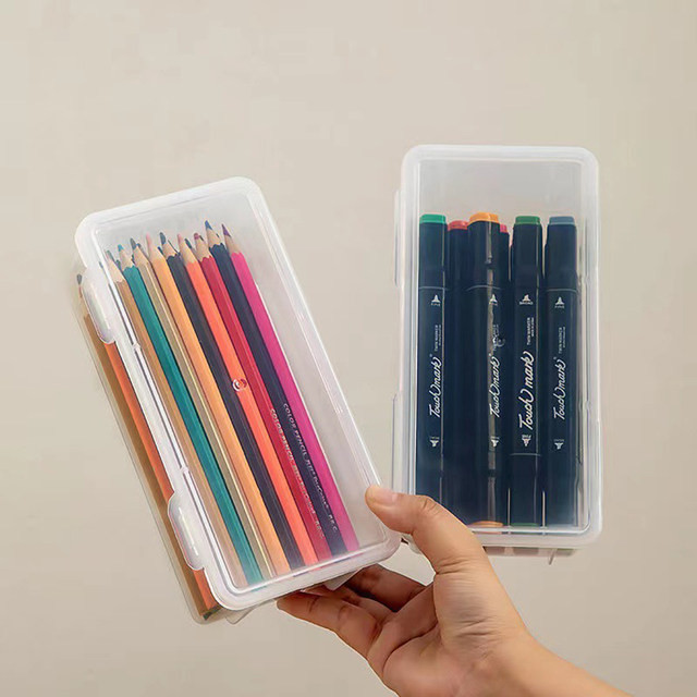 

1pcs Plastic Translucent Pencil Case Large Capacity Pencil Boxes Portable Storage Organizer Box Student Office Supplies