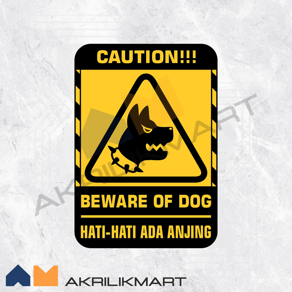 Safety Sign Acrylic “Beware of Dog” Tempel Dinding Papan Akrilik