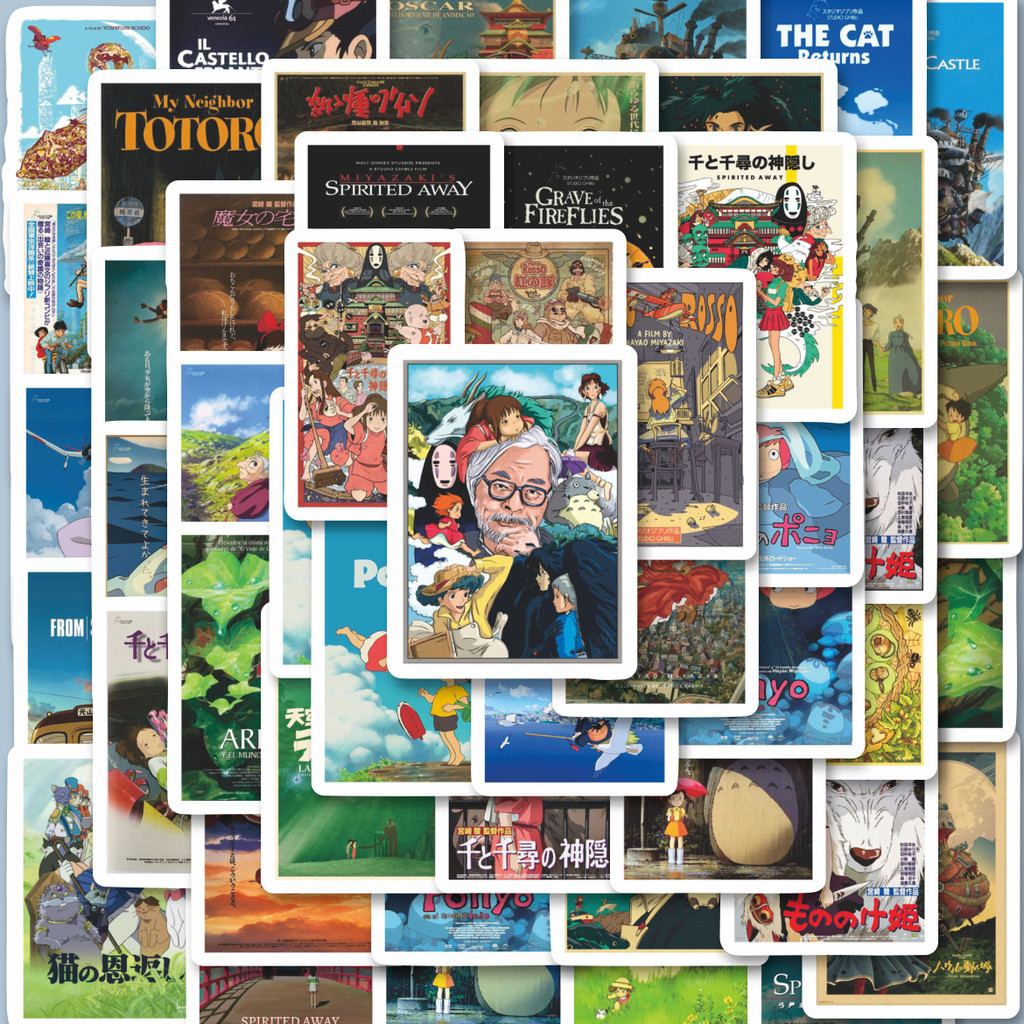 

100PCS Lucu Stiker Poster Gambar Film Anime Hayao Miyazaki Retro Stiker Aesthetic Stiker Anti Air Stikers Berperekat Waterproof sticker decal buat Motor Helm Buku Journal Koper Casing HP Laptop Botol Minum Hadiah anak