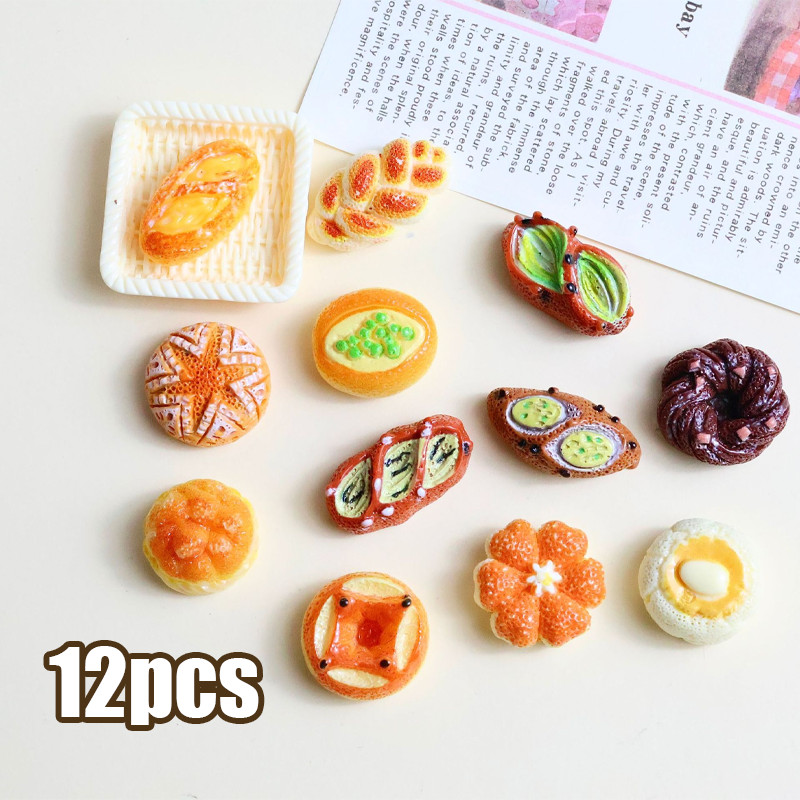 Cute 3D Fridge Magnets - 12pcs French Alkali Bread Cartoon Stickers, Fun Magnetic Refrigerator Decor