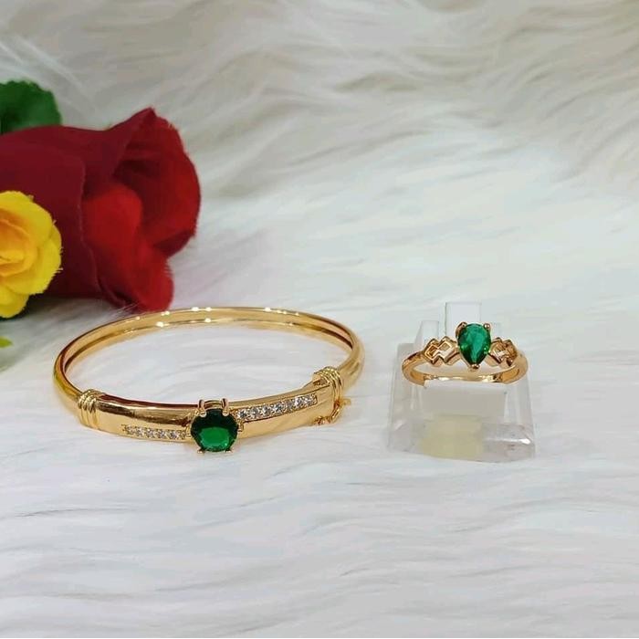 GELANG BANGLE HIJAU TITANIUM FREE CINCIN DEWASA