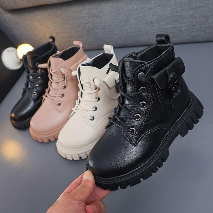 Terlaris  -Sepatu Boots anak perempuan import new arrival - HITAM, 31