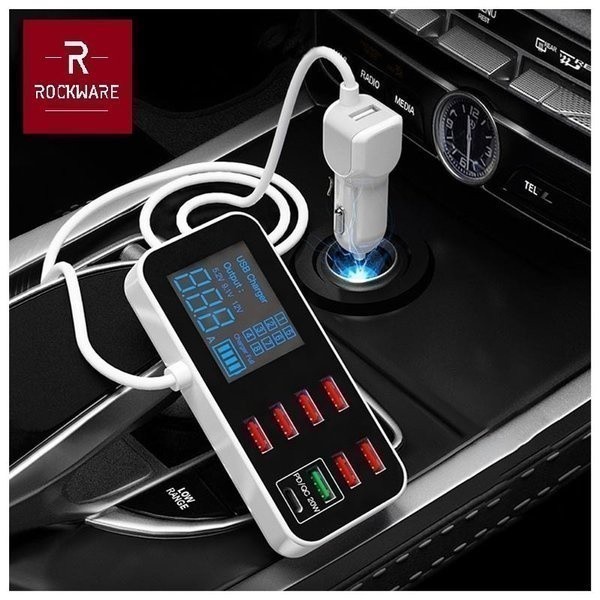 ROCKWARE WLX-A9S PLUS - Charger Mobil 40W 8 USB - Support PD dan QC