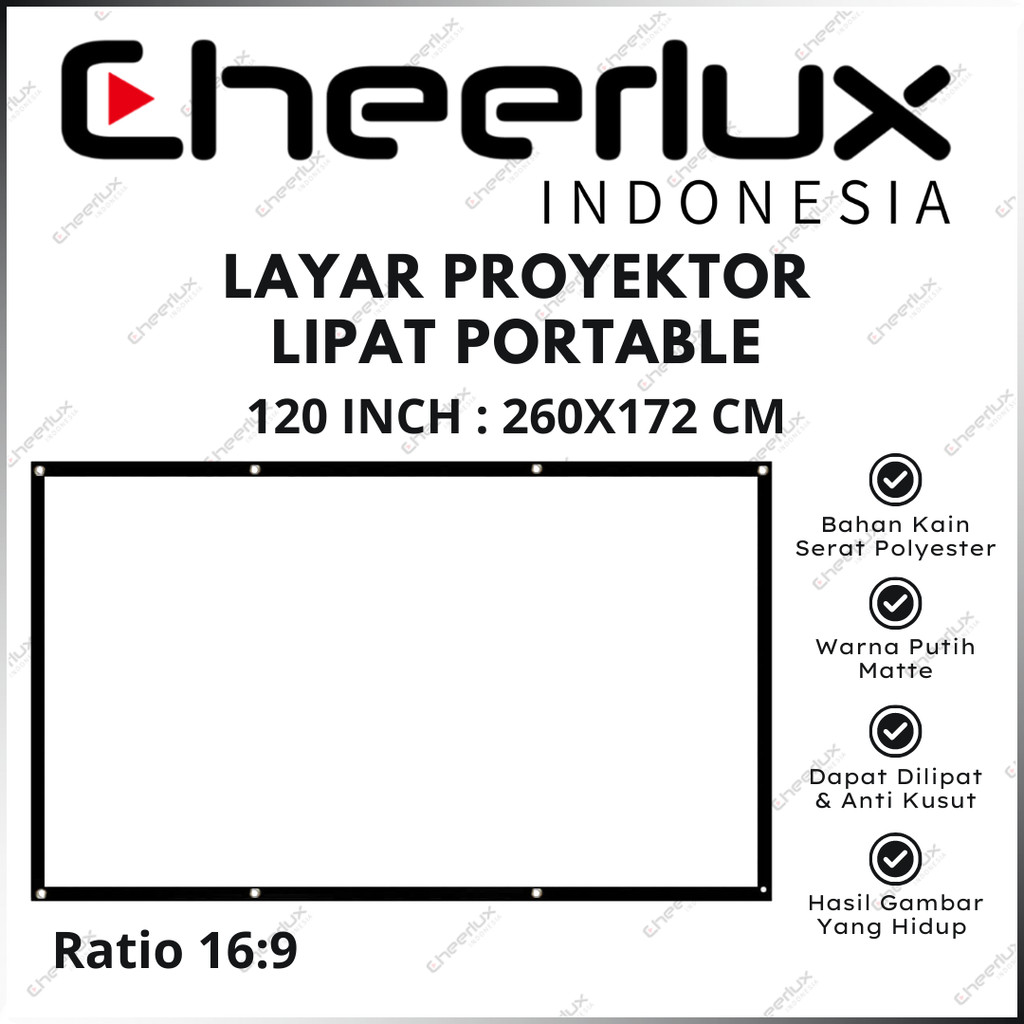 Kain Layar Proyektor Gantung 120 inch Ratio 16:9 | Layar Proyektor Portable 120 Inch  |  Simple Scre