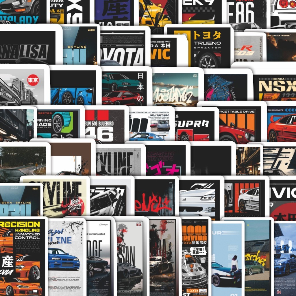 

Stiker Cutting Pack Stiker Super Street Racer JDM Car Isi 100Pcs Series Aesthetic Lucu Keren Untuk Koper Bahan Vynil