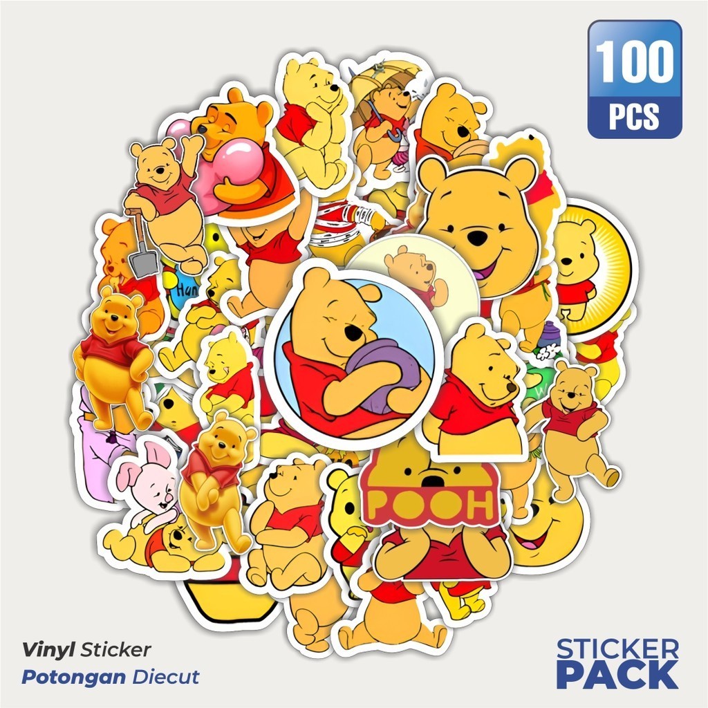 

Stiker Vinyl Stiker Kartun Winnie the Pooh Waterproof Aesthetic- Untuk Laptop, Motor, dan Helm - Paper Stationery Pack