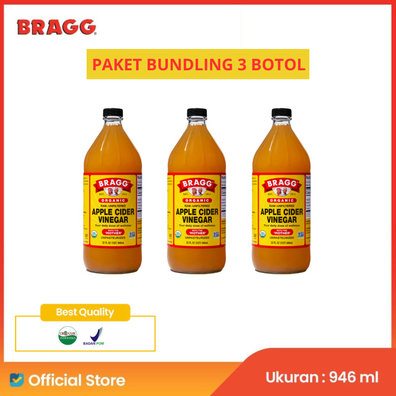 

Paket BUNDLING 3 Pcs Bragg Organic Raw Unfiltered Apple Cider Vinegar 946 ml