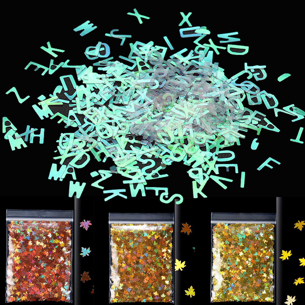 

10g Holographic Glitter Alphabet Flakes Epoxy Resin Filling Laser Letter Sequins Filler Silicone Mold For DIY Jewelry Making