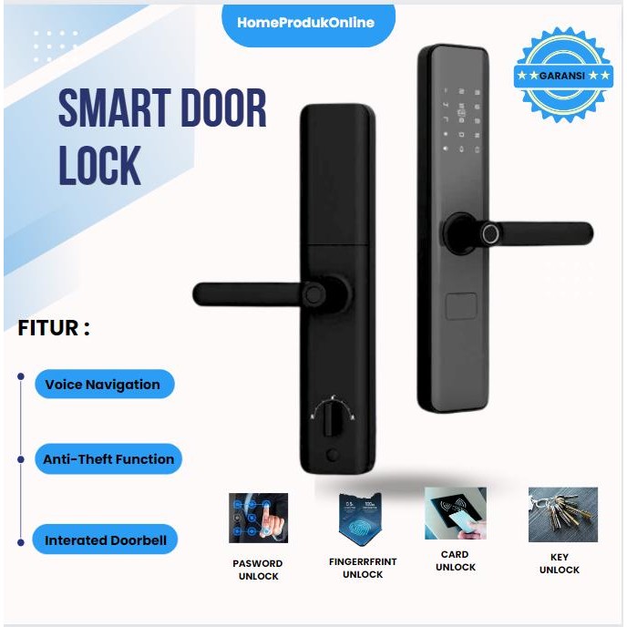 

Smart Door Lock Anti Theft Fingerprint Password Key Card
