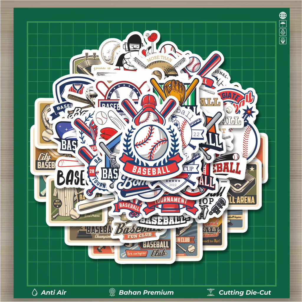 

HOT 50 PCS STIKER Stiker Baseball Fun Club Baseball Stiker Fashion Cars Decal Dingin Kartu Album Custom Vinyl Anti Air- Sticker Aesthetic Buku Journal Koper Casing HP Tablet Laptop Helm Motor Botol Minum