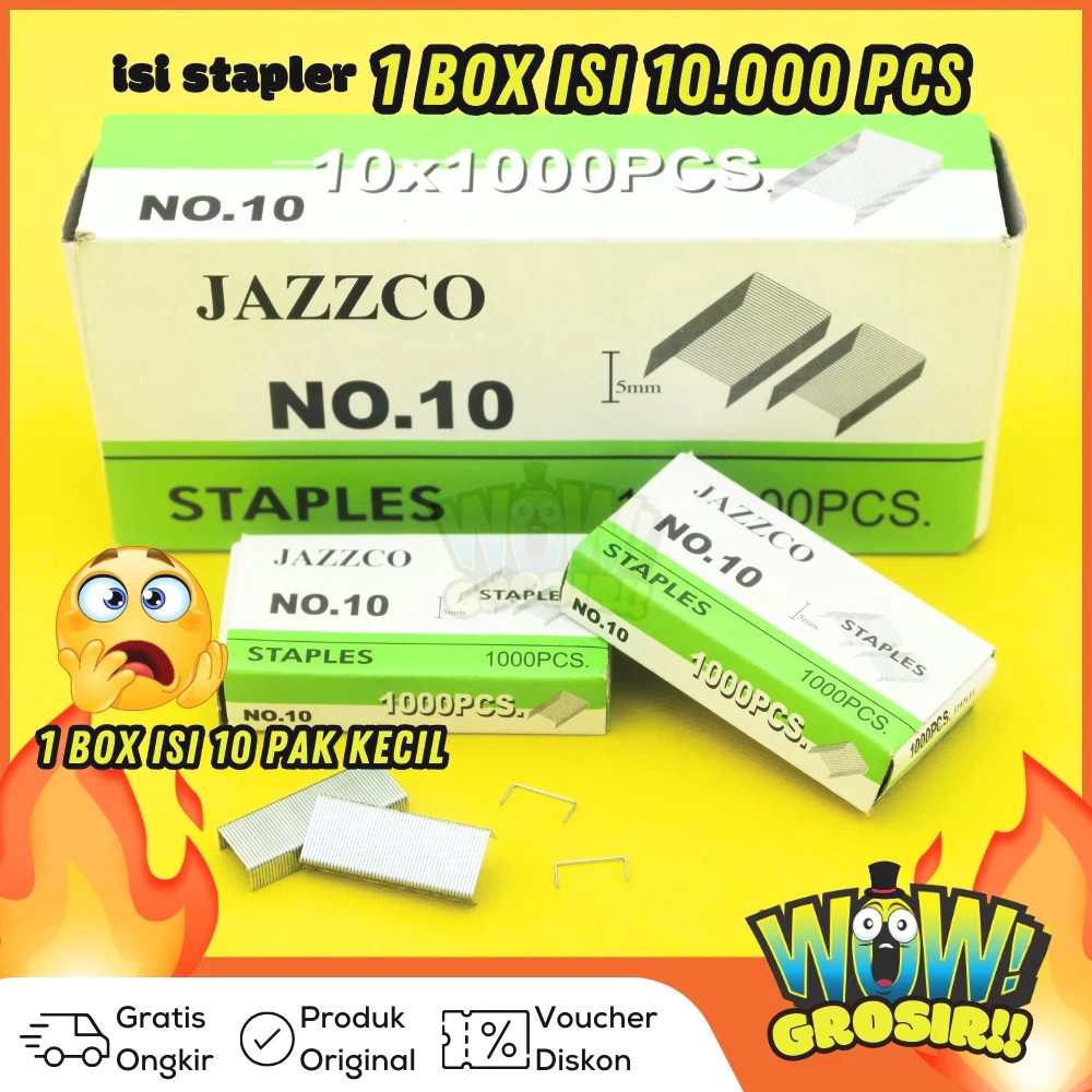 

WOWGROSIR 1 BOX 10,000 Pcs Staples Isi Stapler Refill Stapler JAZZCO No. 10