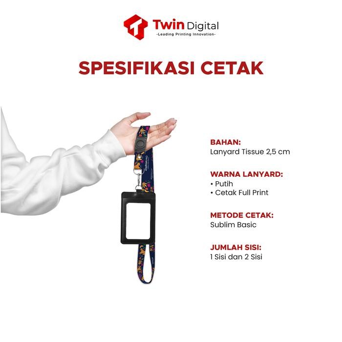 

Custom Lanyard Tissue Sublime Basic 2,5cm Tali ID Card Kalung Name Tag - 1 Sisi, Template