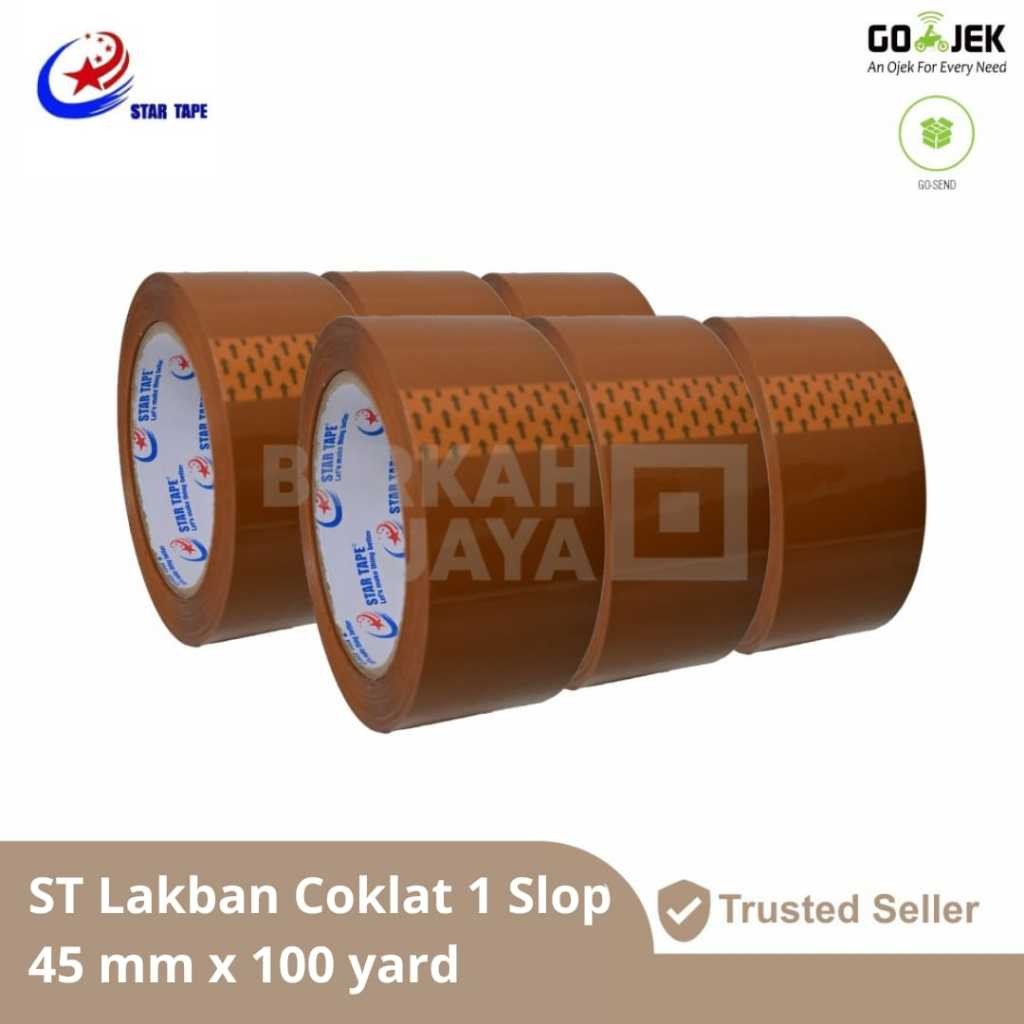 

(6 PCS) STAR TAPE LAKBAN COKLAT 45 MM X 100 YARD / TAPE / SOLASI / PEREKAT / SOLATIP /ISOLASI (Lakban ST Coklat 2")CO