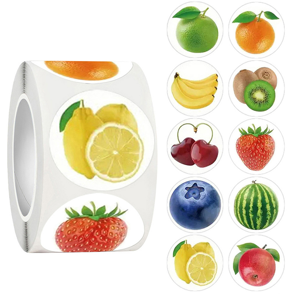 

100-500pcs Fruit Stickers Cute Gift Box Thank you Stickers Packaging Decoration Adhesive Lables Stationery Sticker