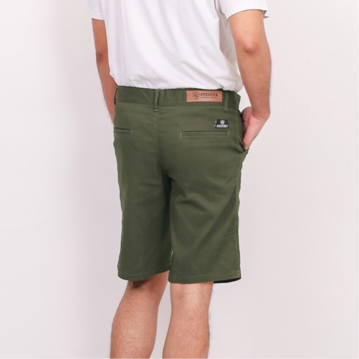 Celana Pendek Chino | Chinos Warna  Hijau ARMY Pria | Cowok Distro Kualitas Premium Bahan Stretch