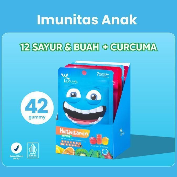 Youvit Multivitamin Anak Box 6 Sachet dengan Vit.C, D, Zink, Sayur & Buah