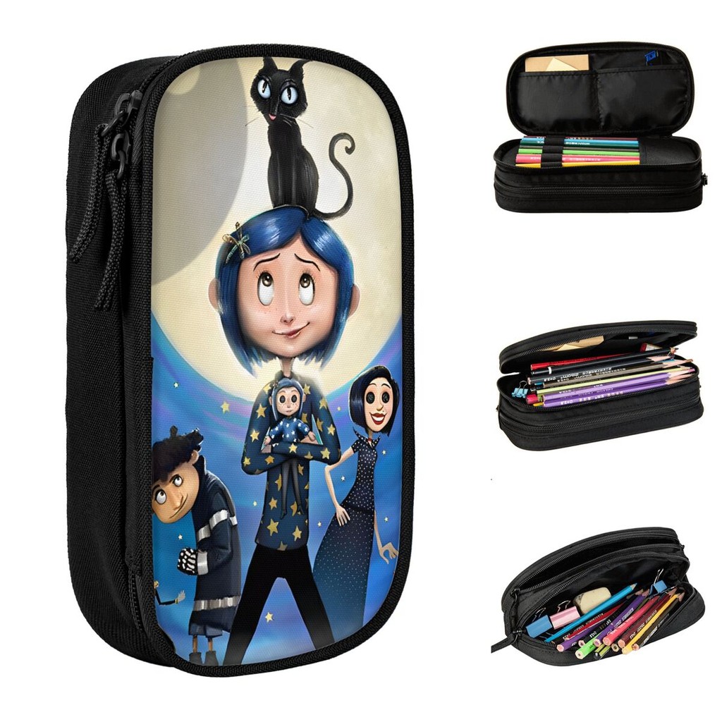 

Cute Coraline Cartoon Pencil Case Anime Pencil Pouch Pen Holder for Student Large Storage Bag School Supplies Gift Stationery
