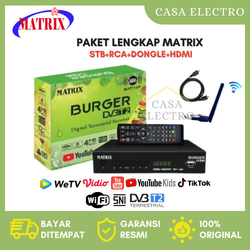 NEW MATRIX Set Top Box TV Digital Matrix Burger Hijau DVBT2 Matrix Apel Kuning / Set Box TV Digital 