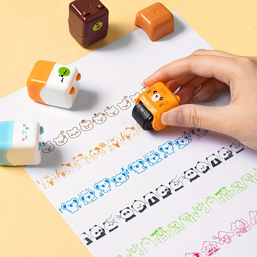 

1pc Cartoon Doodle Roller Stamp, Cute Decoration For Scrapbooking And DIY Drawing-random style-office
