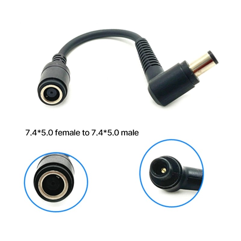 Hot sale 7.4x5.0mm Male to Female DC Power Plug Connector Adapter Converter Elbow 90 Degree Angle 7.