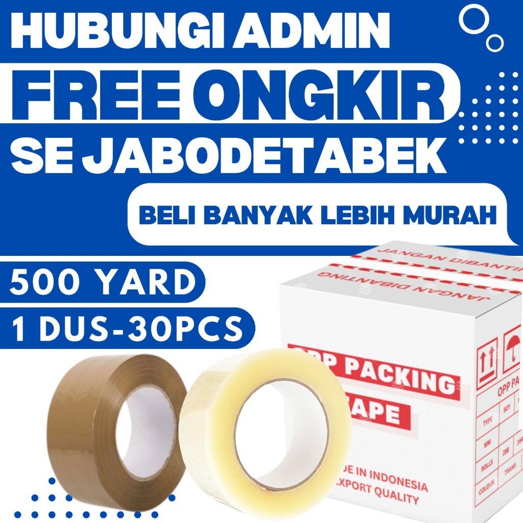 

New 1 DUS 30 PCS Lakban 45mm 500 Yard Bening Coklat Plakban 2 Inch 500YARD OPP Packing Tape 2" Inci 500YPremium