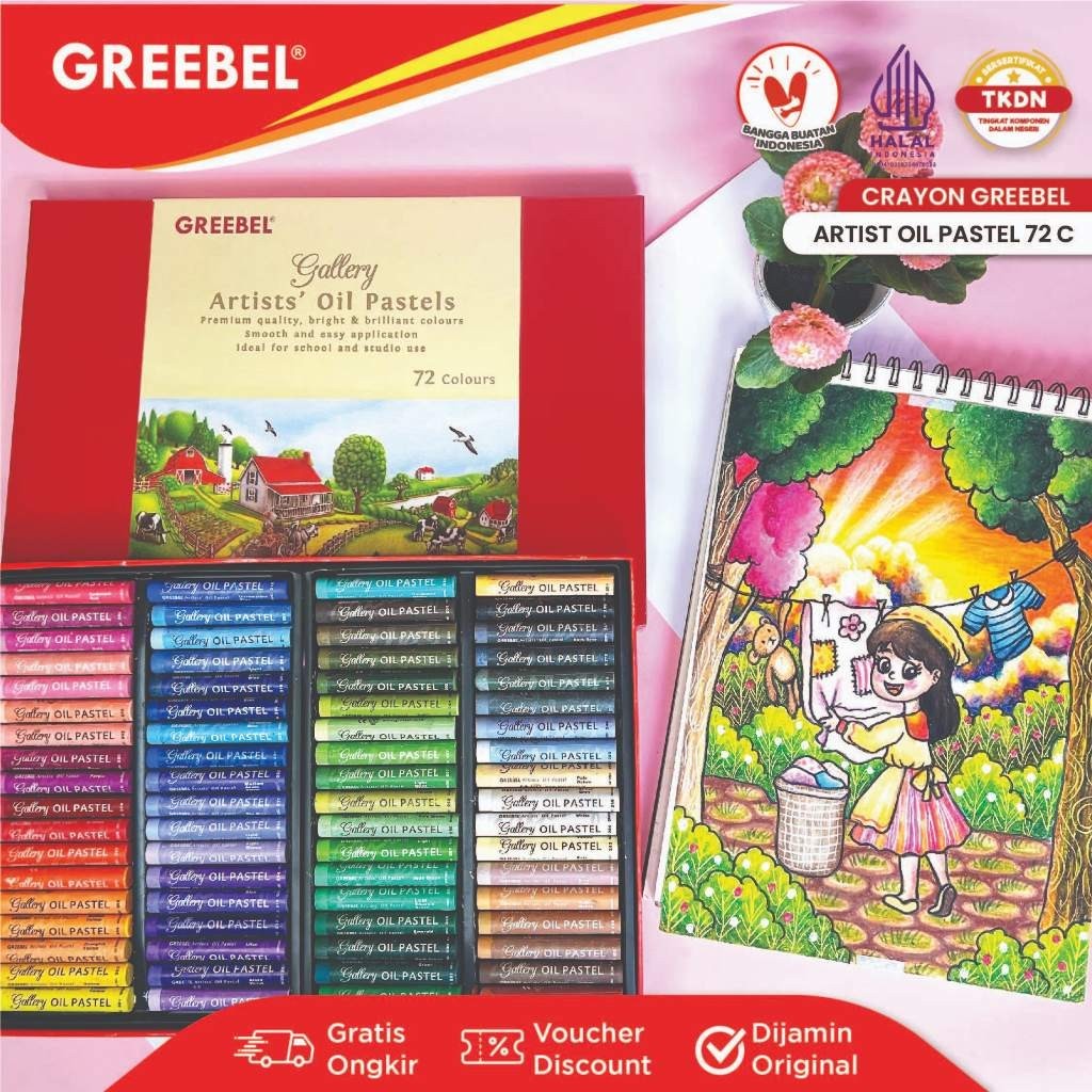 

New GREEBEL Crayon Artist 72C / Krayon Artist Oil Pastel 72 WarnaPremium