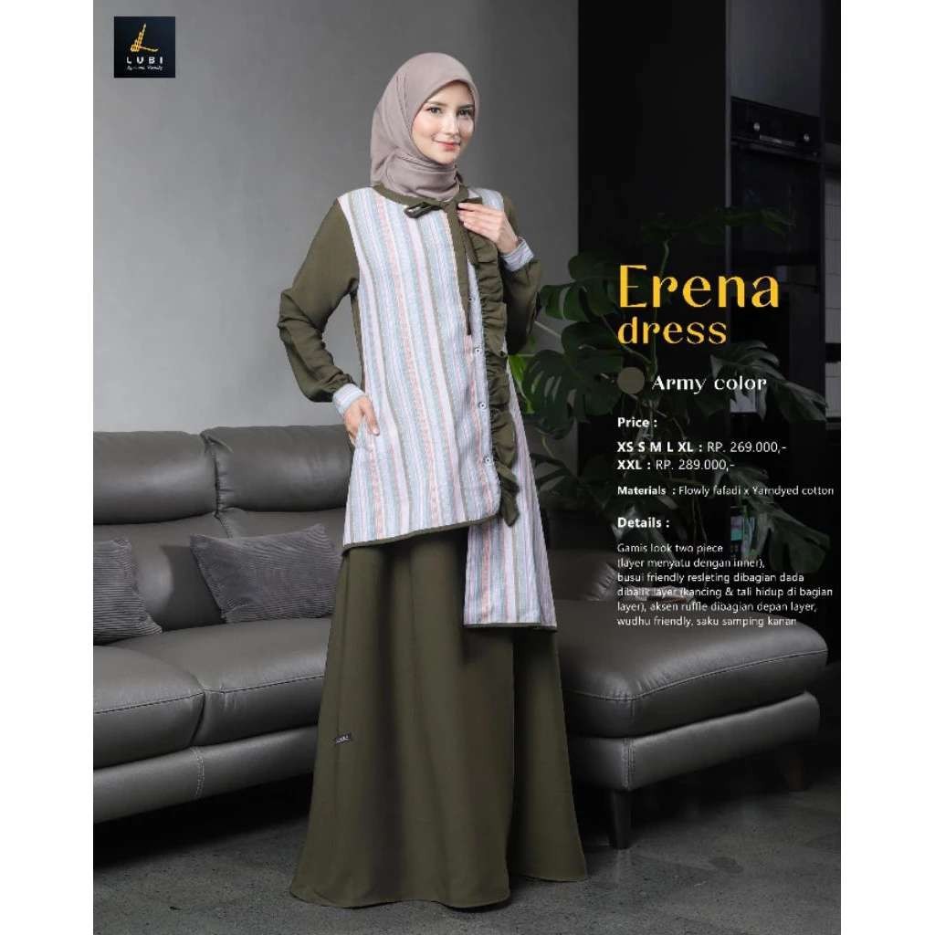 LUBI GAMIS DEWASA ERENA DRESS ARMY
