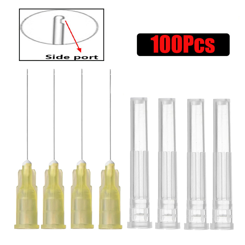 100Pcs Dental Endo Irrigation Needle Tip End-Closed Side Hole Endo Syringe Root Canal Washing Needle