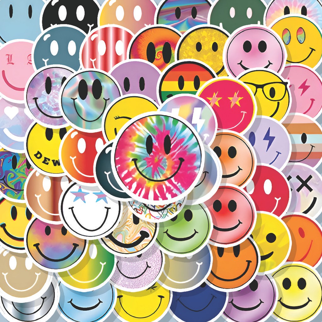 

100PCS Lucu Stiker Smile Emoticon Sticker Series Stiker Aesthetic Stiker Anti Air Stikers Berperekat Waterproof sticker decal buat Motor Helm Buku Journal Koper Casing HP Laptop Botol Minum Hadiah anak