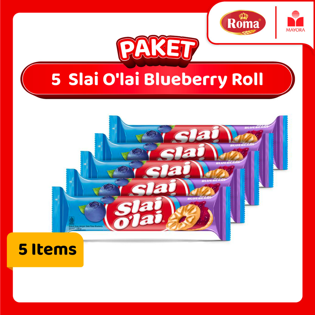 

Paket 5 Biskuit Roma Slai O'Lai Blueberry Roll 128 Gram