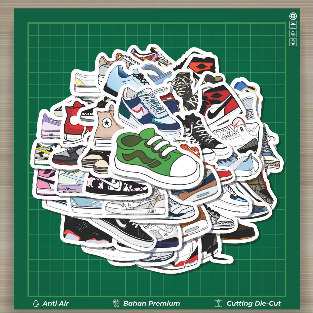 

HOT 50 PCS STIKER Stiker Famous Shoes [Sepatu Terkenal] Stiker Fashion Cars Decal Dingin Kartu Album Custom Vinyl Anti Air- Sticker Aesthetic Buku Journal Koper Casing HP Tablet Laptop Helm Motor Botol Minum