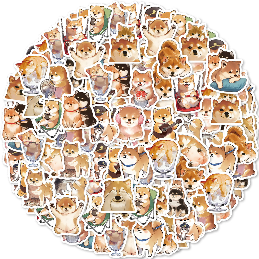 

40pcs Cute Shiba Inu Animal Print Stickers for Notebooks, Water Bottles, Suitcases, Decorative Stickers, Kids Stickers