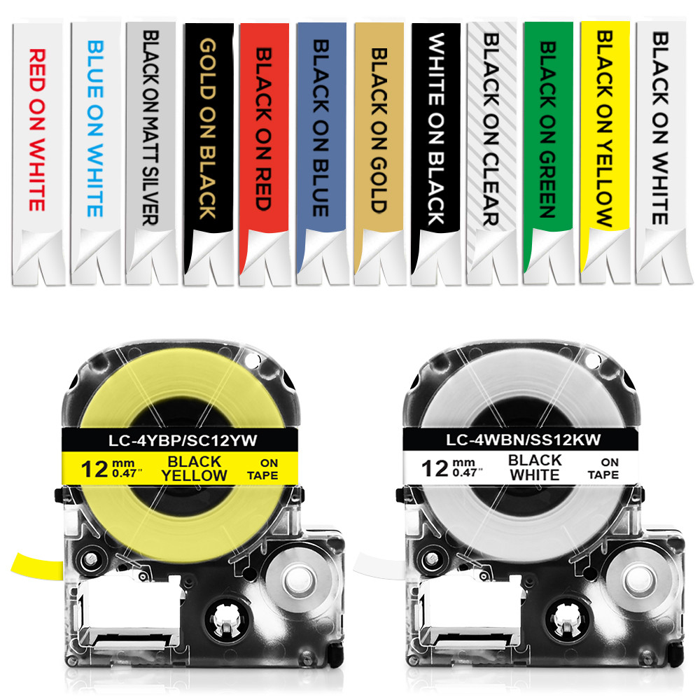 

1Pcs SS12KW Label Compatible for Epson 6/9/12mm Label Tape SS12KW SS9KW SS6KW ST12KW SC12YW for Epson LW-300 400 700 Label Maker