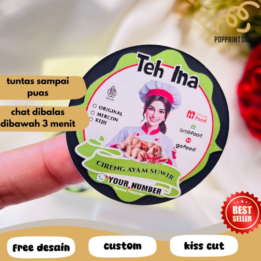 

PpD Sticker Cireng Isi Ayam Sticker Cilok Bulat Free Desain Label Cibay Murah Uk.Kecil 2-4