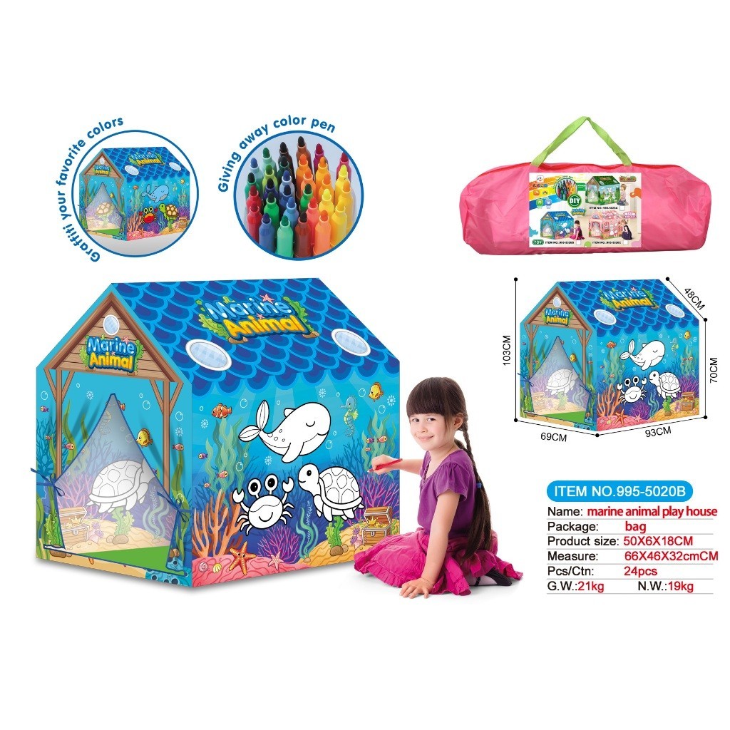 SEVS.QOR Mainan Tenda Lipat Anak Tenda bergambar anak Jumbo Tenda Karakter Perempuan Laki Laki Tenda