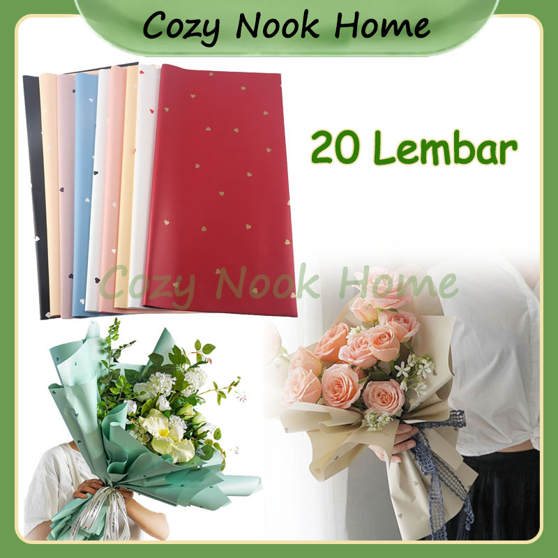 

20 Lembar/Bungkus Kertas Buket LOVE Polkalove Wrapping Paper Cellophane Valantine / Wrapping Wrapper / Kertas Buket Pembungkus Kado