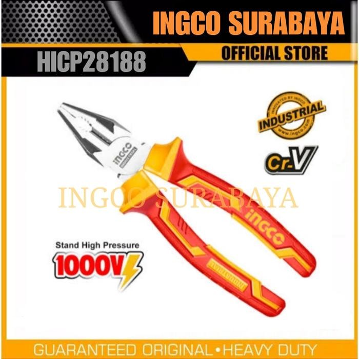INGCO HICP28188 INSULATED COMBINATION PLIERS 7" TANG KOMBINASI LISTRIK