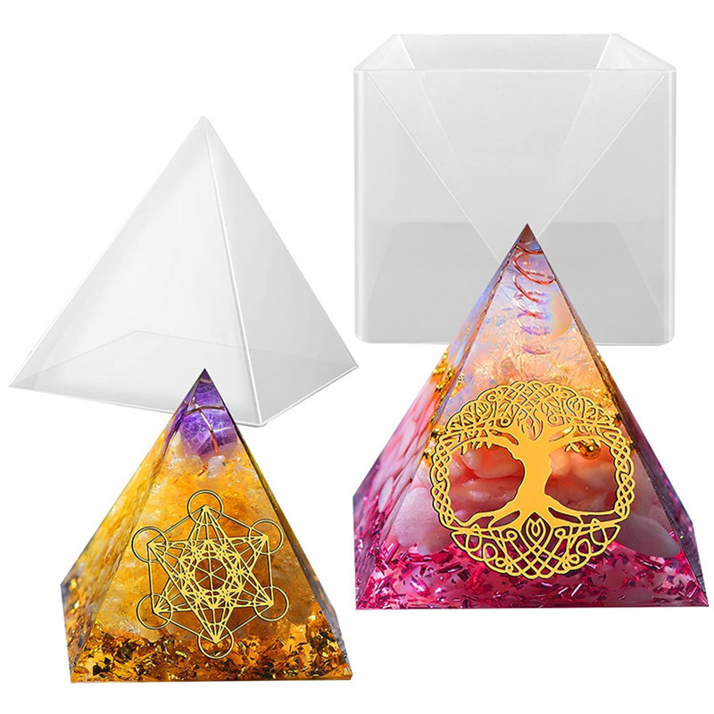 

Large Pyramid Silicone Molds Big Pyramid Resin Mold Epoxy Resin Casting Molds with Plastic Stand Base for Jewelry Casting DIY Cr